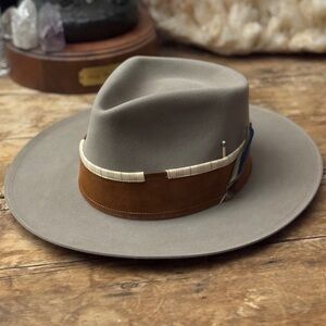 New Nick Fouquet 7 56 100x beaver felt fedora tan biege Teressa foglia hat flat